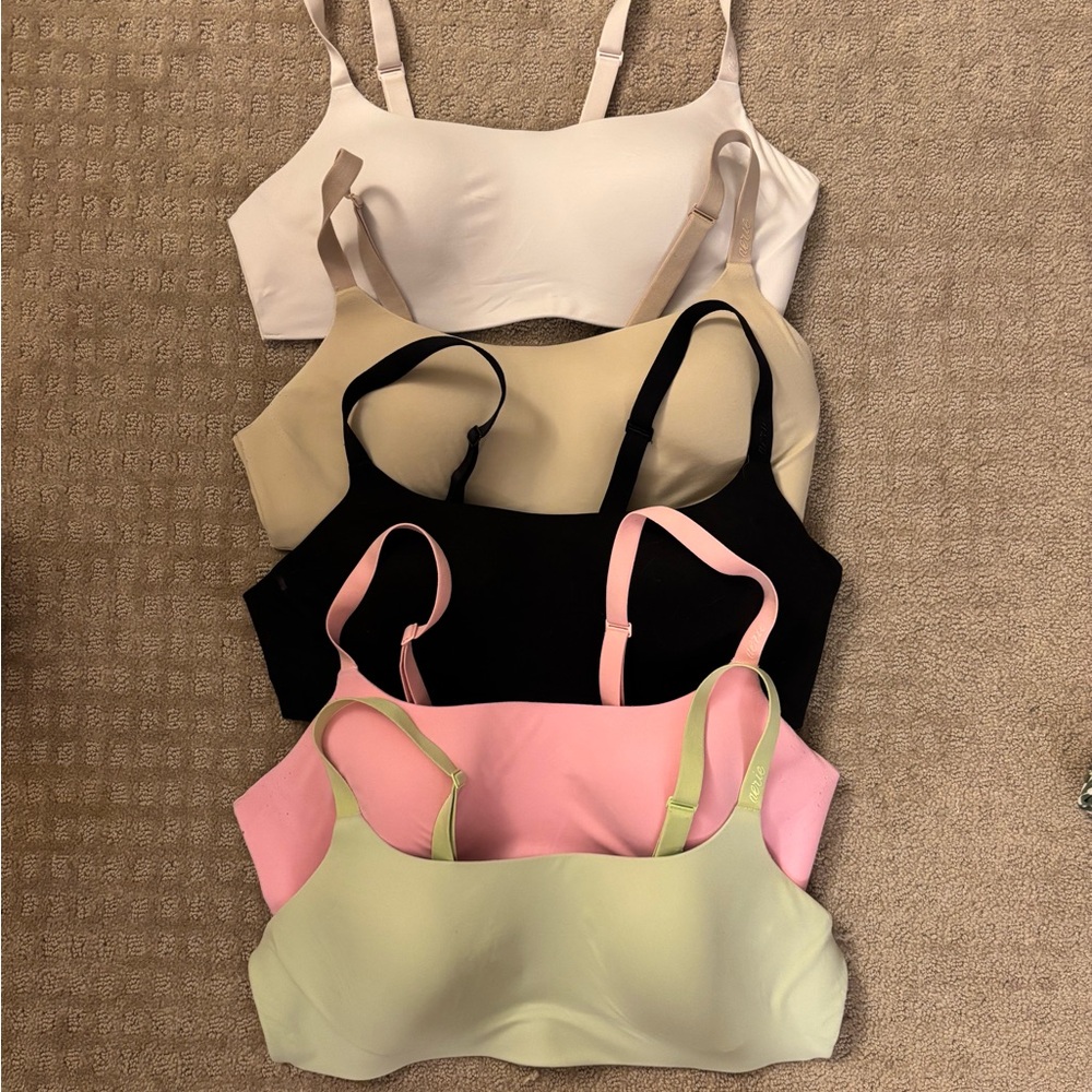 Lot of 5 aerie Smoothez bras size Large L white, beige, black, pink, mint green